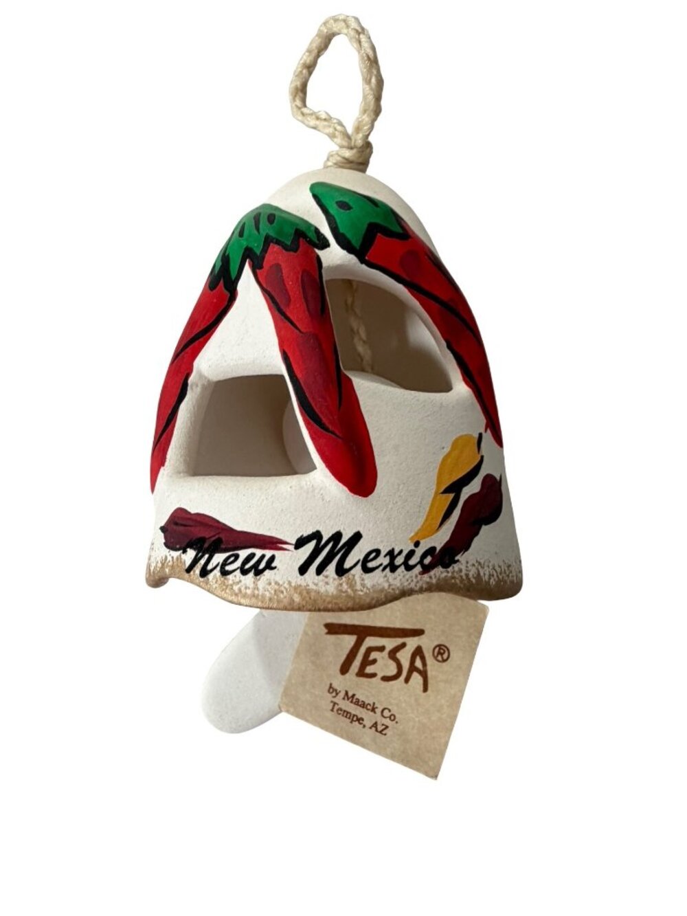 Vintage TESA New Mexico Chile Pepper Pottery Wind Bell Maack Co Tempe AZ 3”